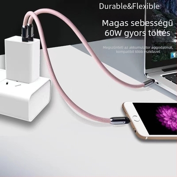 Karkötővel ellátott adatkábel Apple és Android készülékekhez, fém csattal, hordozható kialakítás, gyors töltés