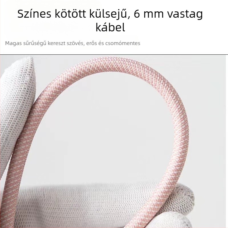 Karkötővel ellátott adatkábel Apple és Android készülékekhez, fém csattal, hordozható kialakítás, gyors töltés