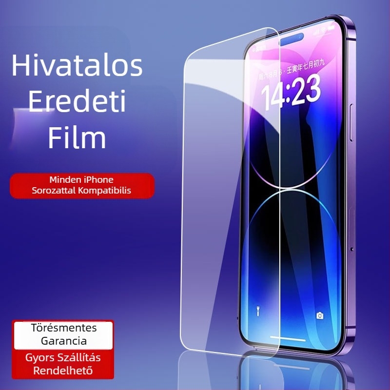 Elülső kijelzővédő fólia iPhone 16 sorozathoz — edzett üveg, anti-ujjlenyomat, anti-kém, HD matt, teljes képernyő védelme