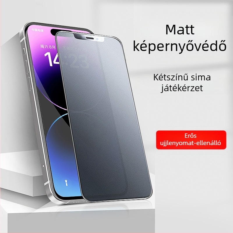 Elülső kijelzővédő fólia iPhone 16 sorozathoz — edzett üveg, anti-ujjlenyomat, anti-kém, HD matt, teljes képernyő védelme