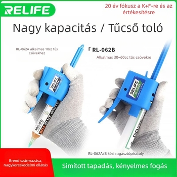 RL-062A injekciós patron emelő ragasztópisztolyhoz, tolókar, kapacitás 10cc/30cc