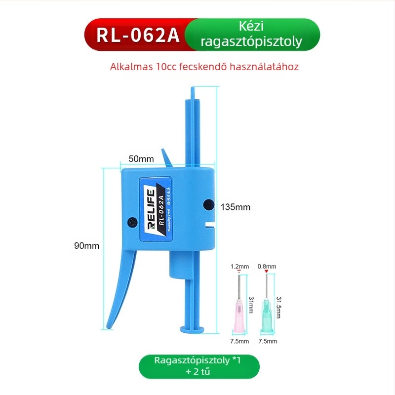 RL-062A injekciós patron emelő ragasztópisztolyhoz, tolókar, kapacitás 10cc/30cc