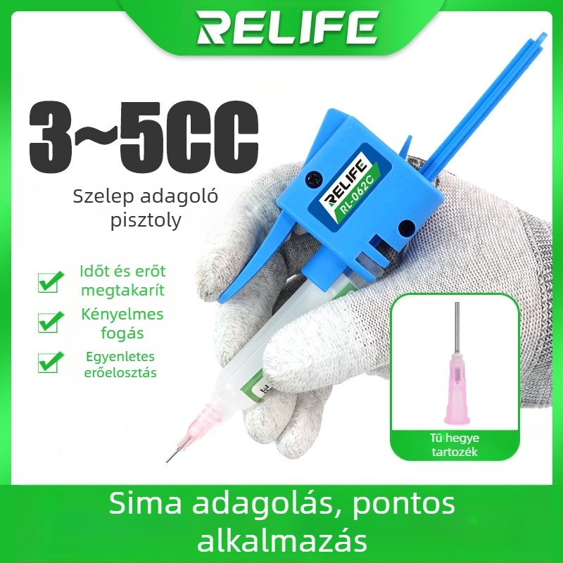 RL-062A injekciós patron emelő ragasztópisztolyhoz, tolókar, kapacitás 10cc/30cc