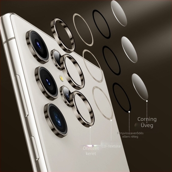 Samsung Galaxy S24/S24 Ultra/S24+ kameraobjektív védőfólia láthatatlan dizájnnal – edzett üveg, lencsefilm, ujjlenyomat-mentes
