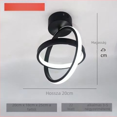 LED mennyezeti lámpa vas testtel és PVC árnyékolóval, 220V, 5–10 m² lefedettség, folyosó és bejárat számára
