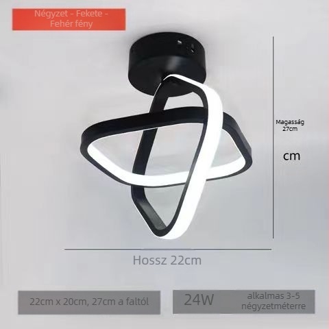 LED mennyezeti lámpa vas testtel és PVC árnyékolóval, 220V, 5–10 m² lefedettség, folyosó és bejárat számára