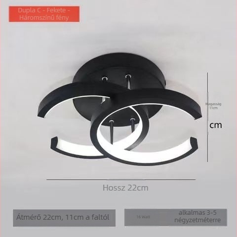 LED mennyezeti lámpa vas testtel és PVC árnyékolóval, 220V, 5–10 m² lefedettség, folyosó és bejárat számára
