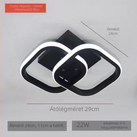 LED mennyezeti lámpa vas testtel és PVC árnyékolóval, 220V, 5–10 m² lefedettség, folyosó és bejárat számára