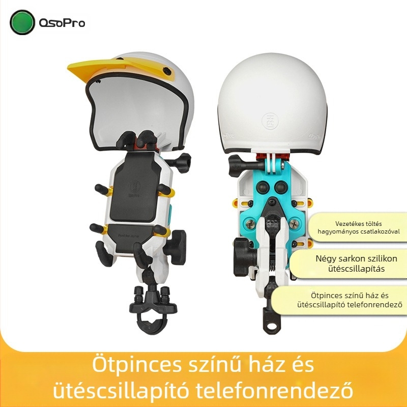 Five horses univerzális motorkerékpár telefontartó – rezgéscsillapító, vezeték nélküli töltés, navigációs dampoló modul