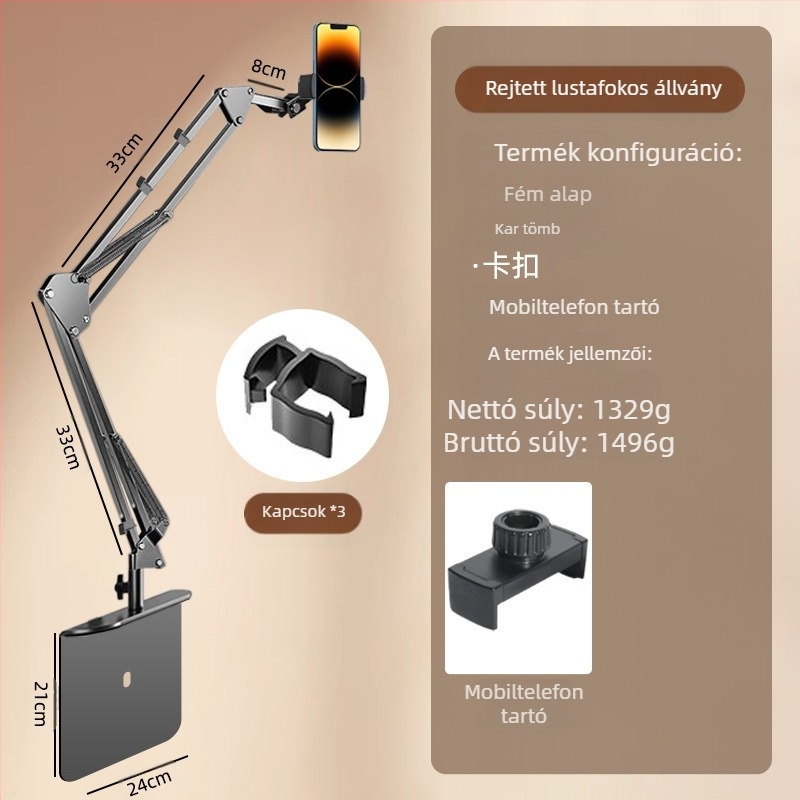 Asztali forgó telefon tartó ötvözet szerkezet — univerzális kompatibilitás, cantilever mechanizmus, 2024-es kiadás