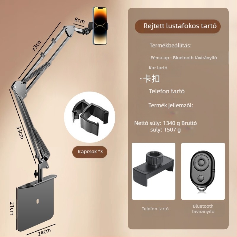 Asztali forgó telefon tartó ötvözet szerkezet — univerzális kompatibilitás, cantilever mechanizmus, 2024-es kiadás
