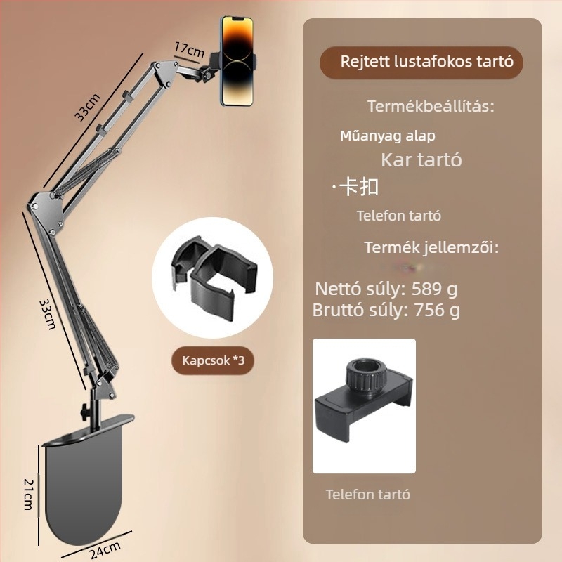 Asztali forgó telefon tartó ötvözet szerkezet — univerzális kompatibilitás, cantilever mechanizmus, 2024-es kiadás