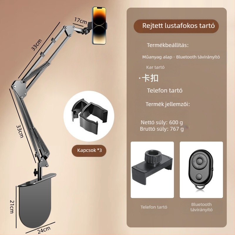 Asztali forgó telefon tartó ötvözet szerkezet — univerzális kompatibilitás, cantilever mechanizmus, 2024-es kiadás