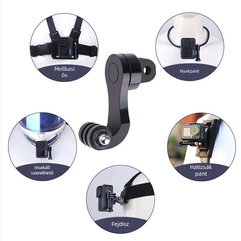 GoPro mellkas- és nyakhoz való adapter 360°-os forgással, felvételhez függőleges és vízszintes, univerzális ABS