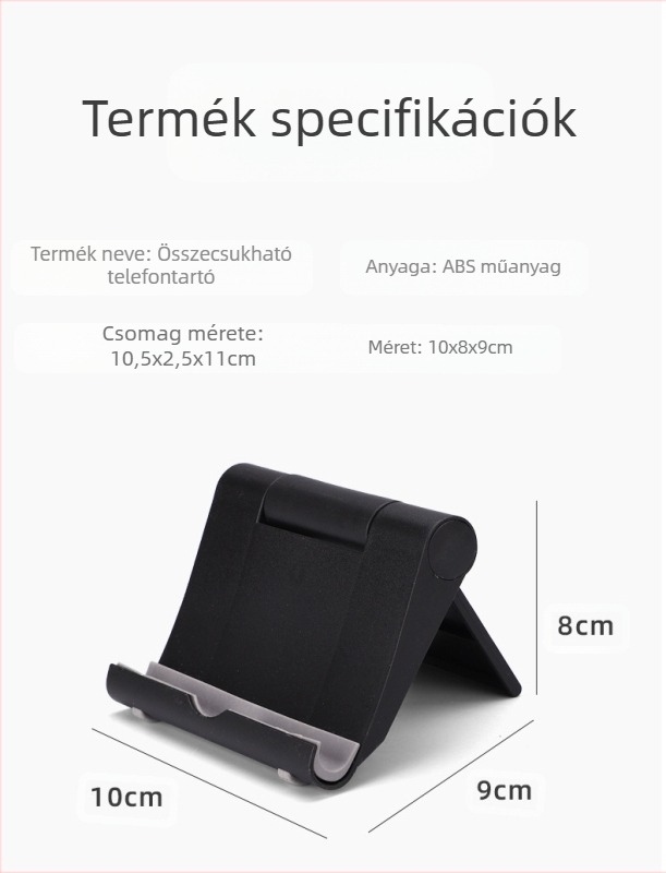 Többirányban állítható forgó asztali tartó telefonhoz és tablethez, összecsukható