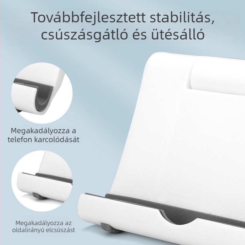 Többirányban állítható forgó asztali tartó telefonhoz és tablethez, összecsukható