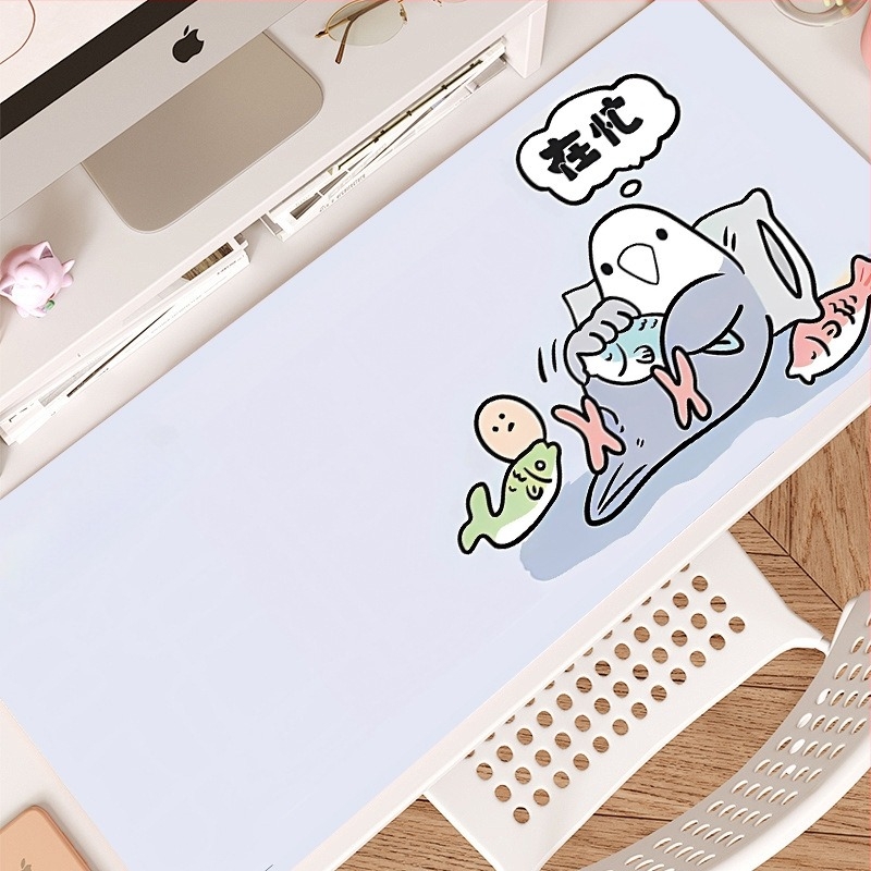 Cuki taró golyó madár egérpad – óriási méret, csúszásmentes, kétoldalas, rajzfilmszerű asztali matrac, vastag billentyűzetpad