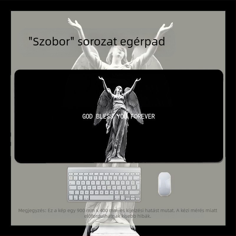 Ins-stílusú David fekete-fehér szobor egérpad, XXL méret, csúszásmentes felület, erősített él