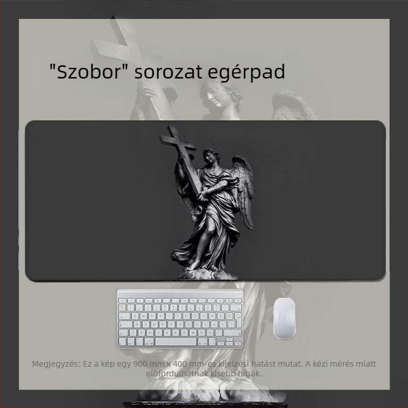 Ins-stílusú David fekete-fehér szobor egérpad, XXL méret, csúszásmentes felület, erősített él