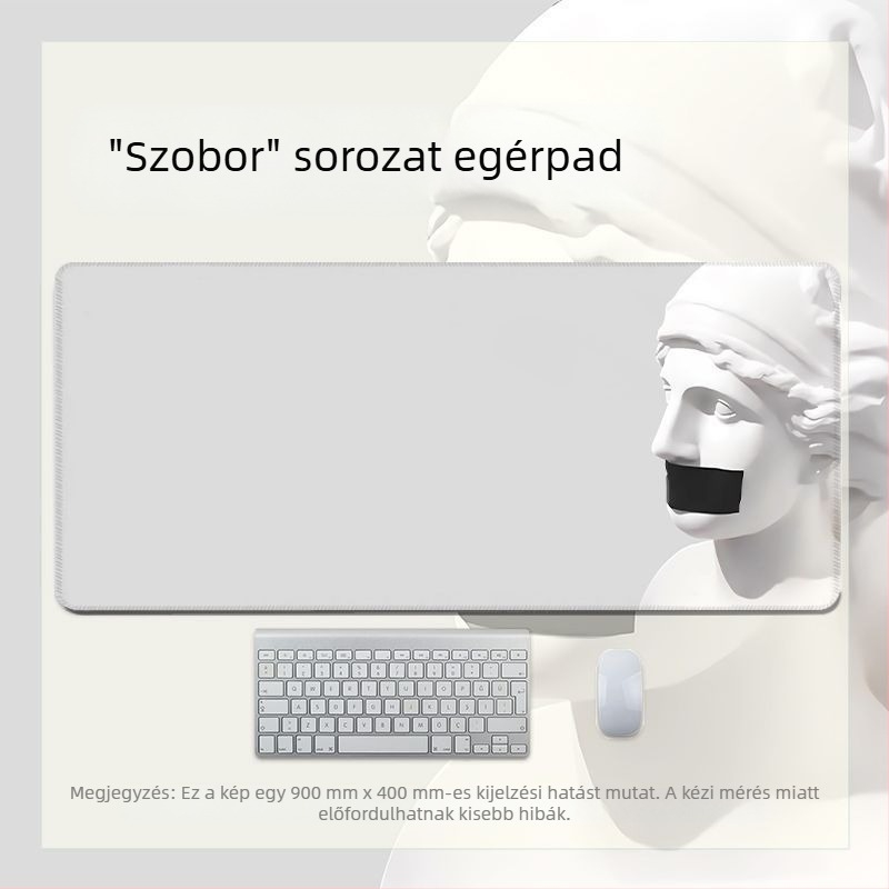 Ins-stílusú David fekete-fehér szobor egérpad, XXL méret, csúszásmentes felület, erősített él