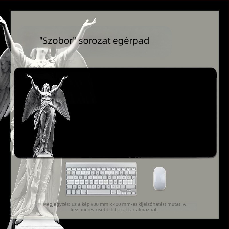 Ins-stílusú David fekete-fehér szobor egérpad, XXL méret, csúszásmentes felület, erősített él