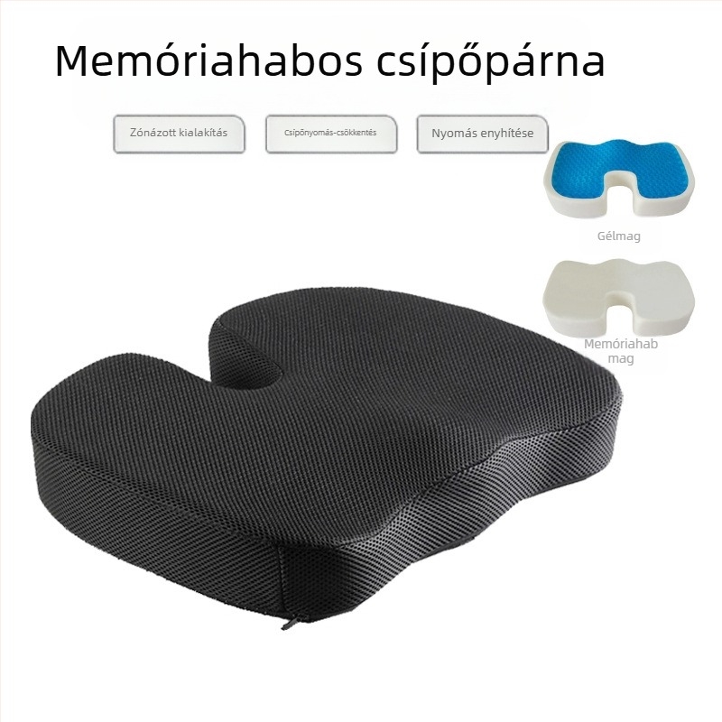 Memóriahabos ülőpárna autóhoz és irodába, logóval nyomtatva; lassú visszatérési párna a csípőnek