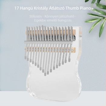 17-hangú kalimba – átlátszó kristályos ujj-zongora kezdőknek, modell KB-06; specifikációk 12×2×15; csomagolás tálca