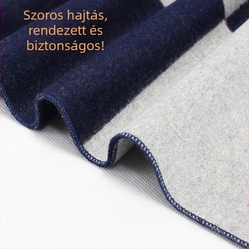 Férfi jacquard sál, téli meleg és vastag kockás mintázat, bolyhos felület, méret 180×30 cm, viszkóz–poliészter keverék