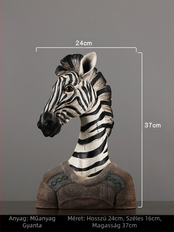 Nordic stílusú zebra dekorfigura a nappaliba, vitrín rekvizit, retro szobor szintetikus gyantából
