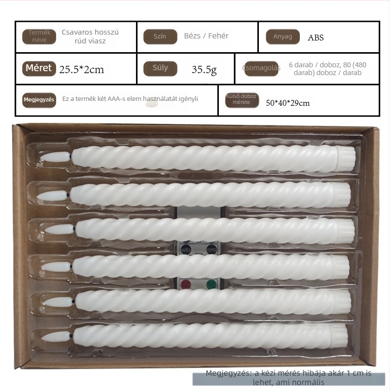Távirányítós LED elektronikus gyertya lámpa hosszú rúd, spirális forma, műanyag test (távirányító, LED, hosszú rúd, spirális forma)