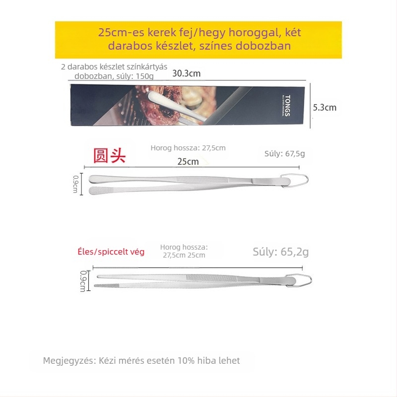 Rozsdamentes acél BBQ-klip és csipesz készlet — 430 rozsdamentes acél, csúszásmentes, hőálló, korrózióálló