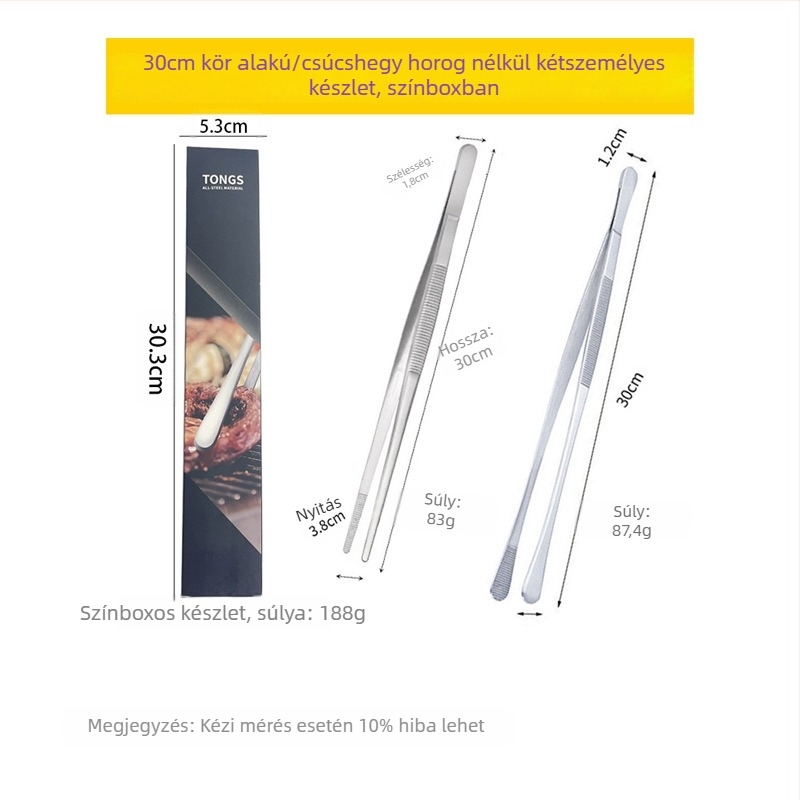 Rozsdamentes acél BBQ-klip és csipesz készlet — 430 rozsdamentes acél, csúszásmentes, hőálló, korrózióálló