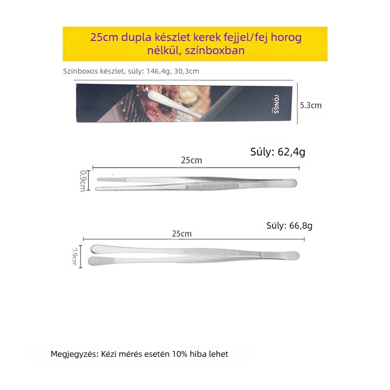 Rozsdamentes acél BBQ-klip és csipesz készlet — 430 rozsdamentes acél, csúszásmentes, hőálló, korrózióálló