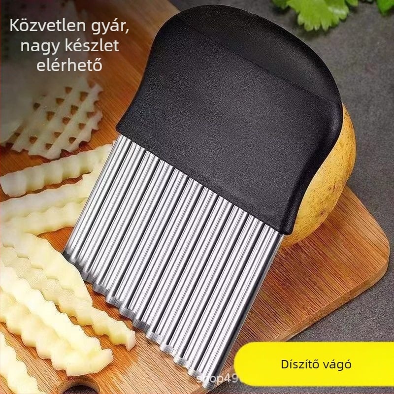 Rozsdamentes acél hullám pengés zöldségvágó – sokfunkciós, burgonya háló vágó és virág alakú vágások; Mangdu márka; feldolgozás testreszabás; nyomtatott logó.