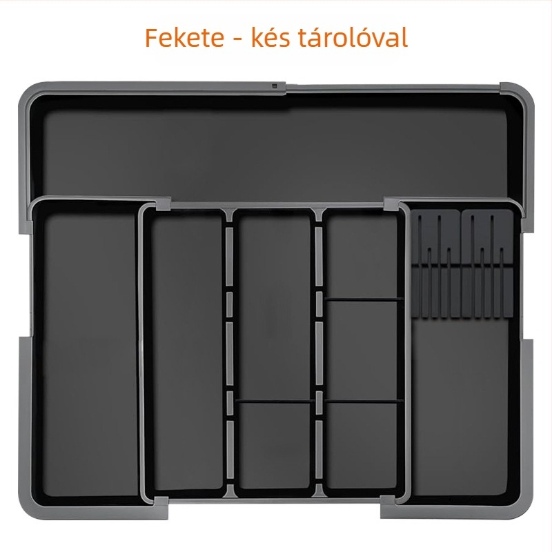 Kinyitható konyhai evőeszköz fiók rendező — beépített, egyszerű és modern stílus, modell 8045, PP/ABS