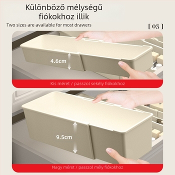 Sminkes fiókos Rendező állítható elválasztókkal – műanyag, 1 réteg, asztali tároló, rúzs tartóval