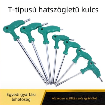 T-típusú hatszögkulcs, kétoldalas, meghosszabbított gumírozott fogantyúval, hatszögfejű, 45# acél
