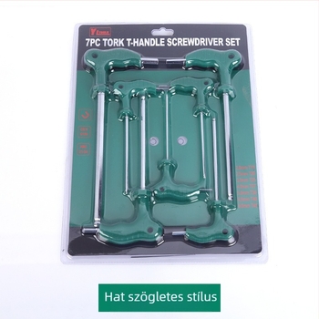 T-típusú hatszögkulcs, kétoldalas, meghosszabbított gumírozott fogantyúval, hatszögfejű, 45# acél