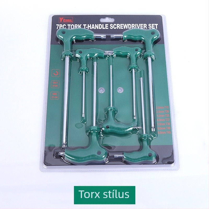 T-típusú hatszögkulcs, kétoldalas, meghosszabbított gumírozott fogantyúval, hatszögfejű, 45# acél