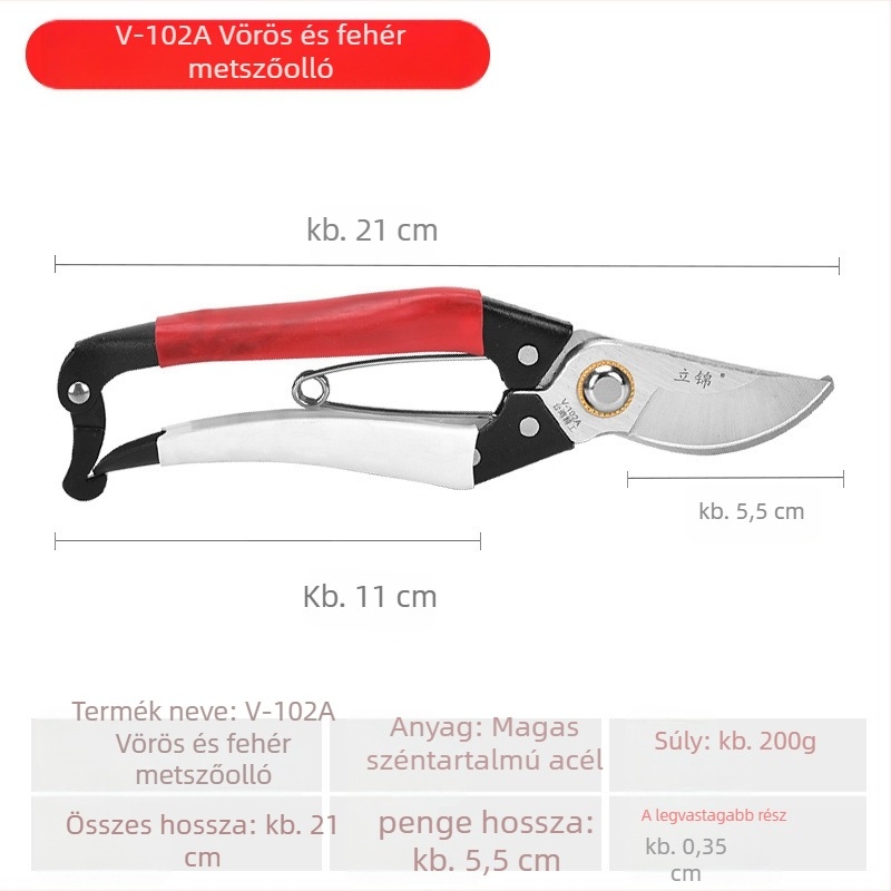 Kertészeti metszőolló - magas széntartalmú acél, vágási átmérő 1.5