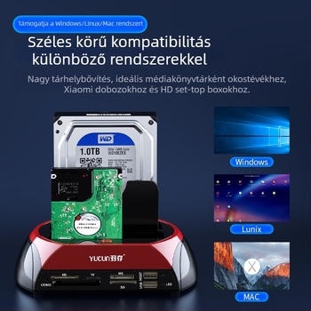 Külső merevlemez tok IDE/SATA 2.5/3.5, USB 2.0 interfész, támogatja akár 6 TB