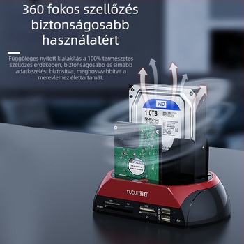 Külső merevlemez tok IDE/SATA 2.5/3.5, USB 2.0 interfész, támogatja akár 6 TB