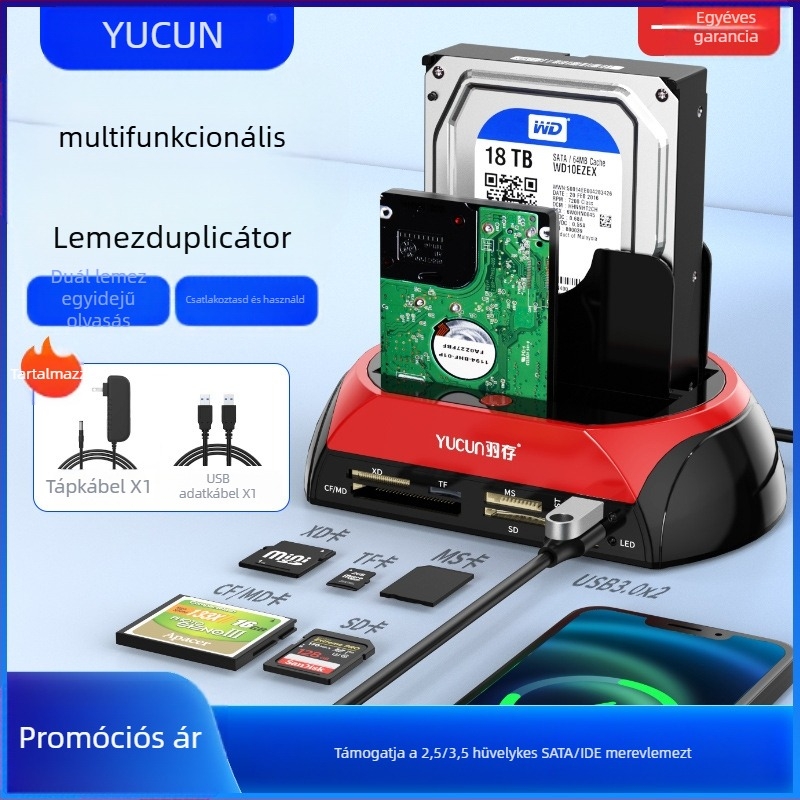 Külső merevlemez tok IDE/SATA 2.5/3.5, USB 2.0 interfész, támogatja akár 6 TB