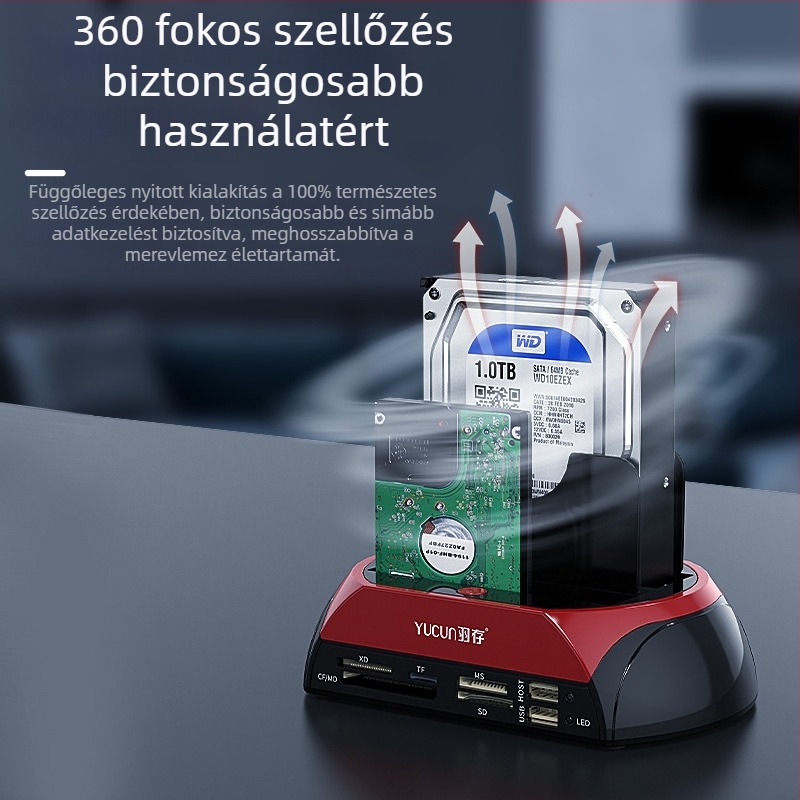 Külső merevlemez tok IDE/SATA 2.5/3.5, USB 2.0 interfész, támogatja akár 6 TB