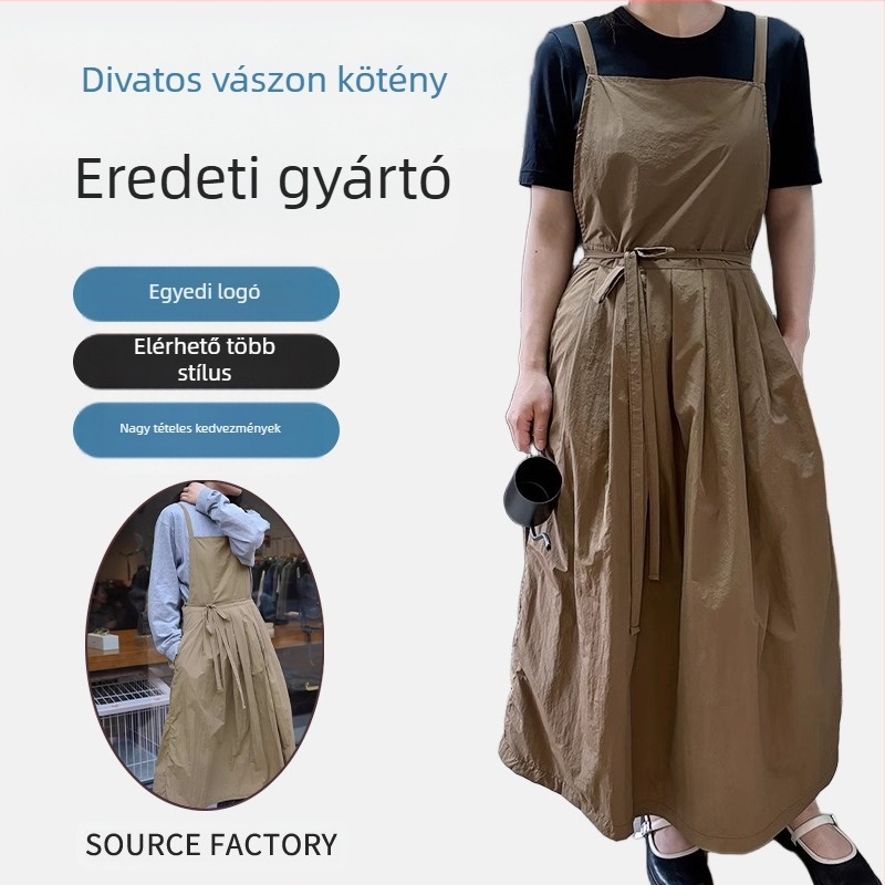 Ujjatlan kötény – poliészter, foltálló, modern minimalist stílus, egyszínű