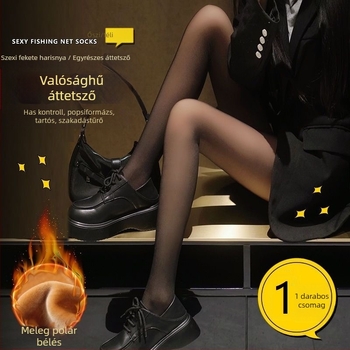 Pamutkeverék harisnya fleece béléssel és vastagított kivitelben télre, egyszínű mintázat, formázás, fényvisszaveredés elleni és súrlódás elleni védelem