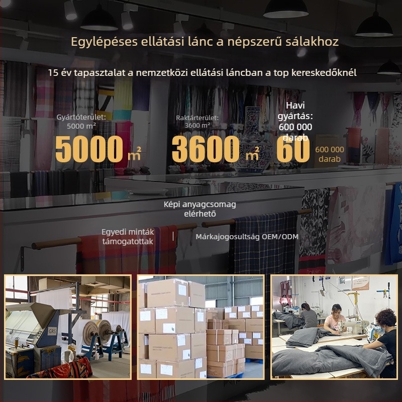 Bójtos sál, Műkasmír (poliszter), warp-öltés, téli meleg, napvédelmi és por elleni védelem
