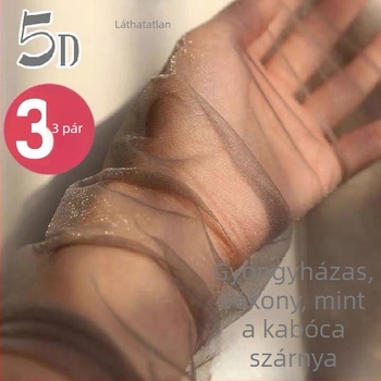 3D gyöngyházfényű kristályharisnyák, áttetszőek, szexisek, ultra vékony, nude érzet, tavasz–nyár