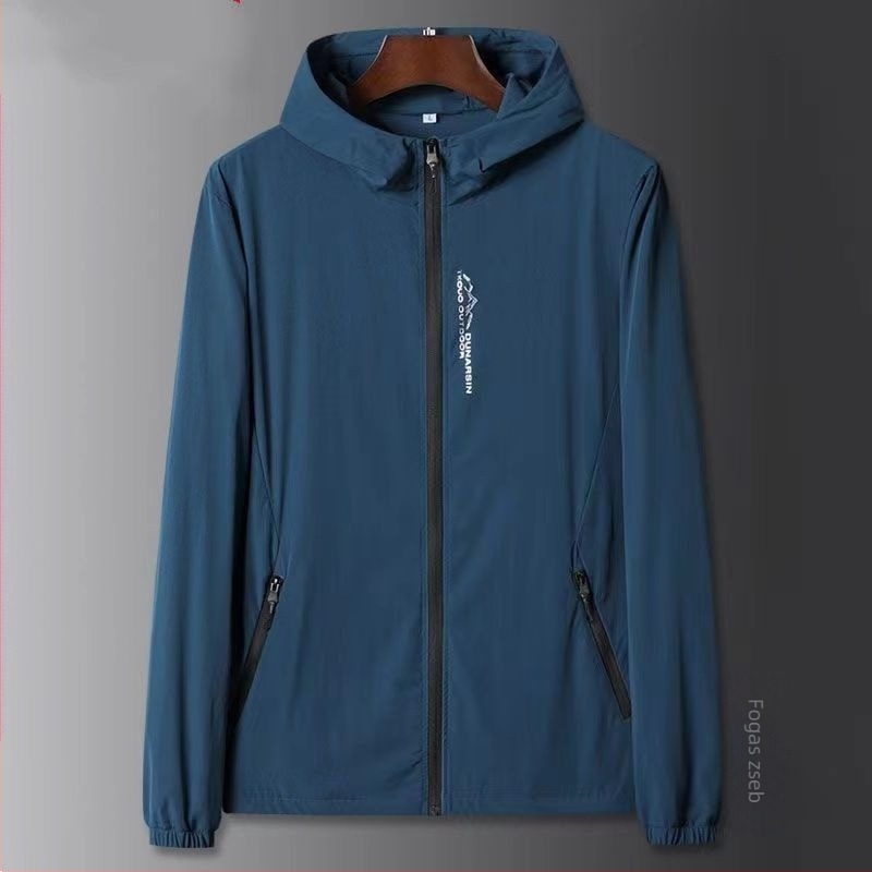 Férfi kapucnis UV-védő dzseki, ultra vékony, corduroy külső, nyúl szőrös bélés, gyors száradás