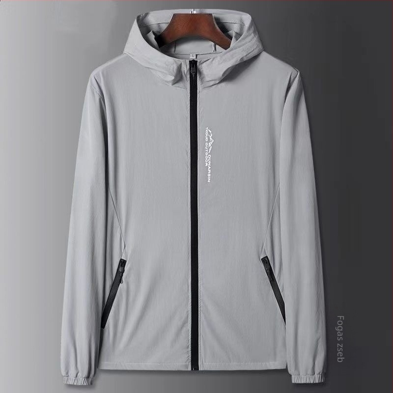 Férfi kapucnis UV-védő dzseki, ultra vékony, corduroy külső, nyúl szőrös bélés, gyors száradás